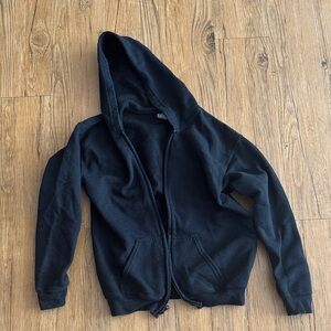 Black Hooded Zip-Up Sweatshirt